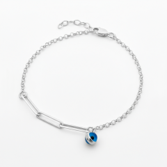 Mavi Taş Detaylı Gümüş Bileklik - 925 GÜMÜŞ