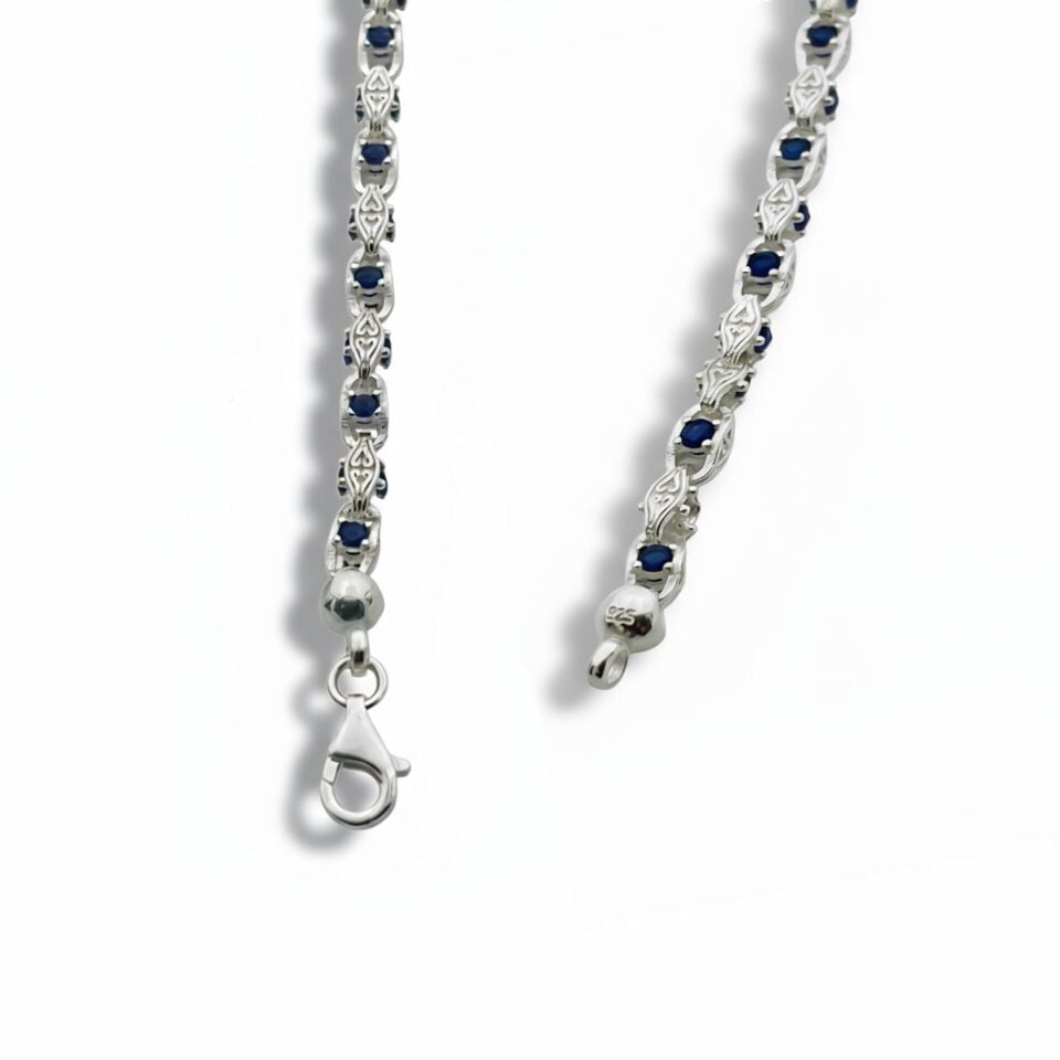 Mavi Taş Detaylı Gümüş Bileklik - 925 GÜMÜŞ