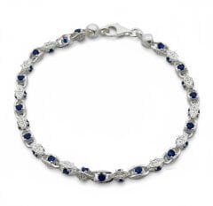 Mavi Taş Detaylı Gümüş Bileklik - 925 GÜMÜŞ