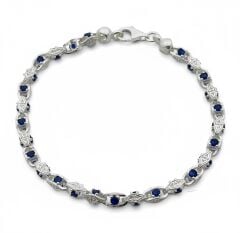 Mavi Taş Detaylı Gümüş Bileklik - 925 GÜMÜŞ