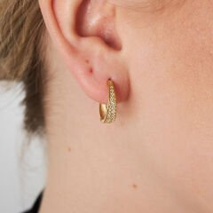 iki sıra taşlı halka küpeler