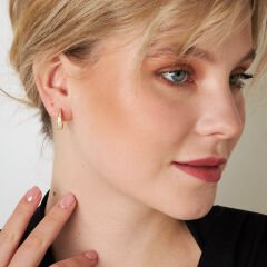 iki sıra taşlı halka küpeler