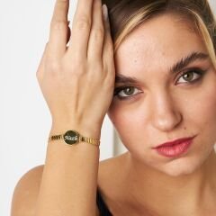 İsimli bileklik - isimli oval zincir bileklik