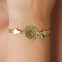 nazar boncuğu çeyrek top zincir bileklik