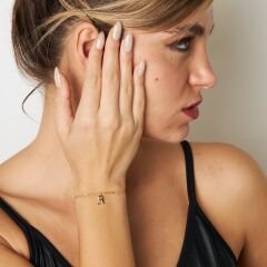 isim bileziği - Harfli Figaro zincir bileklik