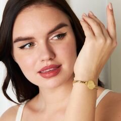 monogram oval zincir bilezik