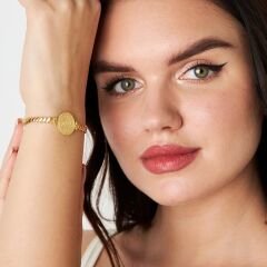 monogram oval zincir bilezik