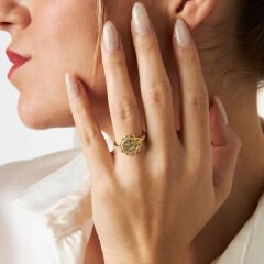 monogram çiçek model yüzük