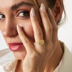 monogram çiçek model yüzük