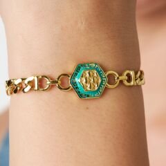 renkli altıgen çift zincirli bileklik