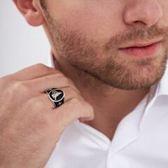 Osmanlı monogramlı hilal ay yıldız yüzük