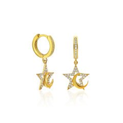 taşlı hilal ve yıldız küpeler