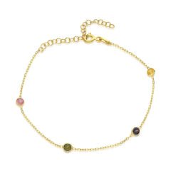 üç taşlı renkli zincir bileklik