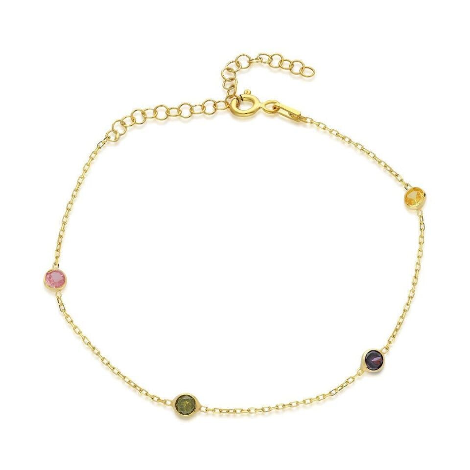 üç taşlı renkli zincir bileklik