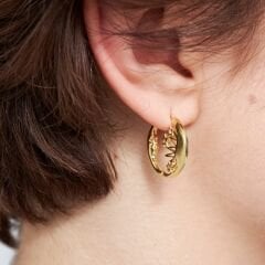 yıldız detaylı ay model küpeler