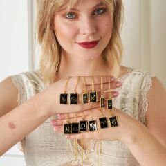 renkli dikdörtgen İkizler burcu kolyesi