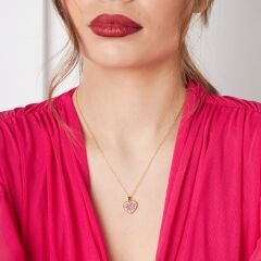 minimalist pembe kalp kolye