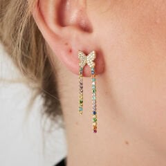 kelebekli renkli su yolu küpeleri