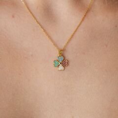 renkli yonca kolyesi