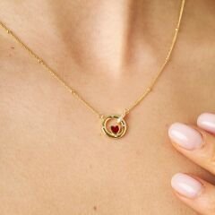 çerçeve kalpli toplu zincir kolye