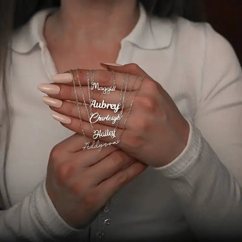 el yazısı yazı kolyesi - 925 ayar gümüş