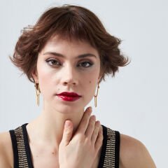 ataçlı lacivert küpeler