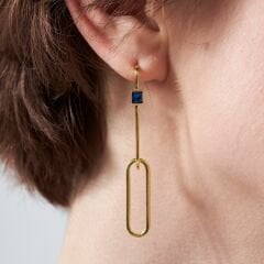 ataçlı lacivert küpeler