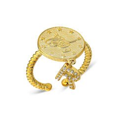 modellenmiş çeyrek taşlı harf halkası