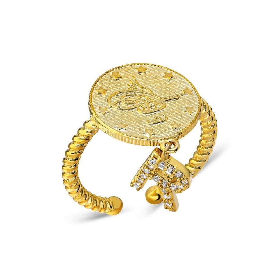 modellenmiş çeyrek taşlı harf halkası