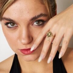 modellenmiş çeyrek taşlı harf halkası