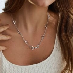 Çoklu kalp isim kolye ucu - 925 ayar gümüş