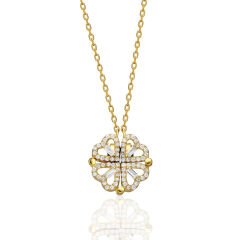 Mıknatıslı menteşeli yonca kolye - 1