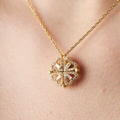 Mıknatıslı menteşeli yonca kolye - 1