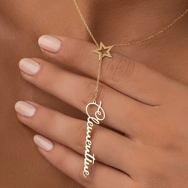 yıldız şeklinde isim kolye ucu - 925 ayar gümüş