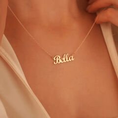 kalın yatay el yazısı kolyesi - 925 ayar gümüş