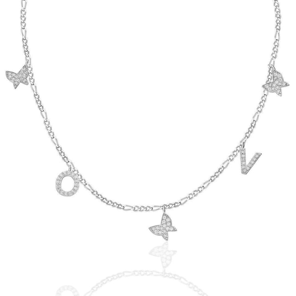 Harf Kelebek Harf Kolyesi - 925 Ayar Gümüş