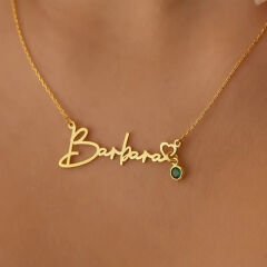 isimli doğum taşı kolye - 925 ayar gümüş