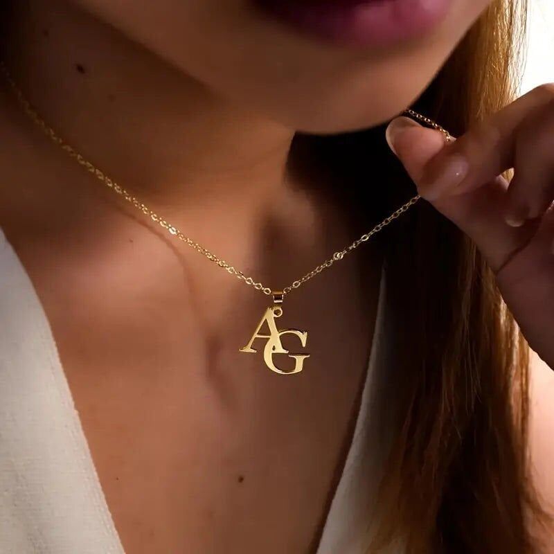 iç çift harfli kolye-925 gümüş