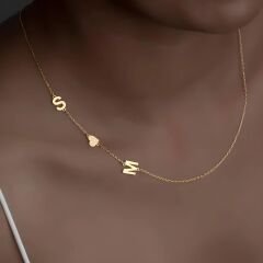 Aşk temalı çift harfli kolye - 925 ayar gümüş