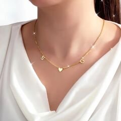 aşk temalı harf kolye - 925 ayar gümüş