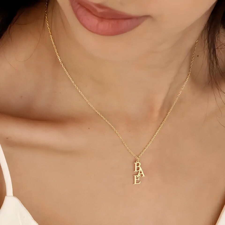 blok harf kolye - 925 ayar gümüş