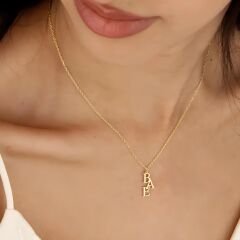 blok harf kolye - 925 ayar gümüş