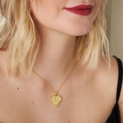 tabak taşlı harfli kalp kolye