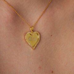 tabak taşlı harfli kalp kolye