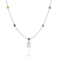 renkli taşlarla harf kolyesi