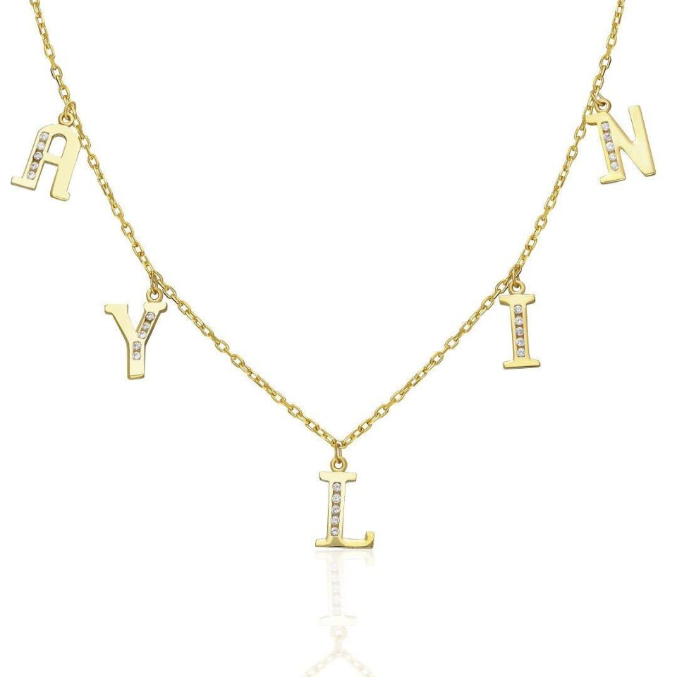 harf-yarım taş kolye-isim kolye