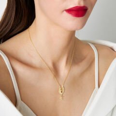 harfli büyük kanatlı kalp kolye