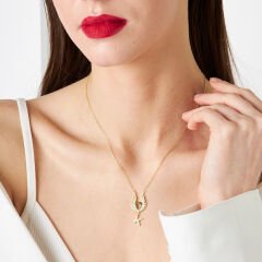 harfli büyük kanatlı kalp kolye