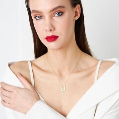 harfli büyük kanatlı kalp kolye