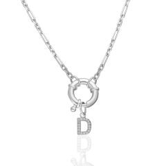 Denizci kilidi bulunan harfli değerli taş harf kolye